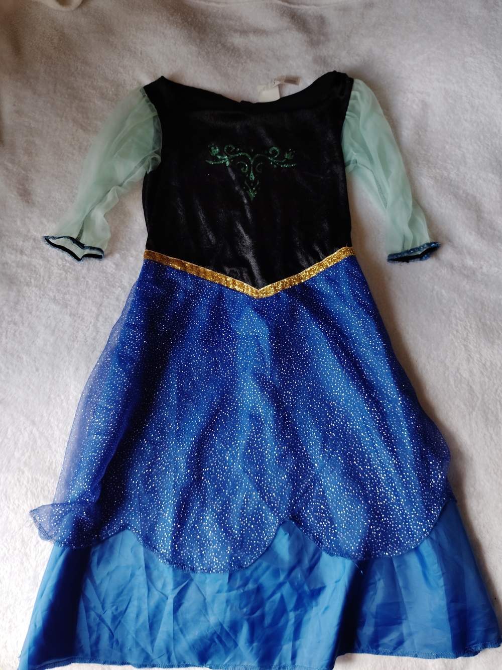 Disney Store Frozen Anna Dress Up Costume Glitter Skirt Velvet Bodice 7-8